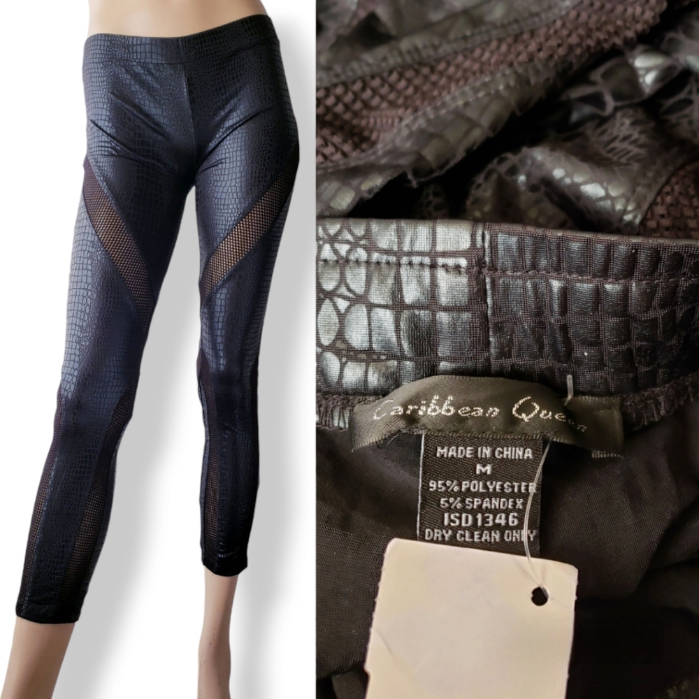 Caribbean Queen Python & Mesh Constructed Paneled Leggings - Picture 7 of 7
